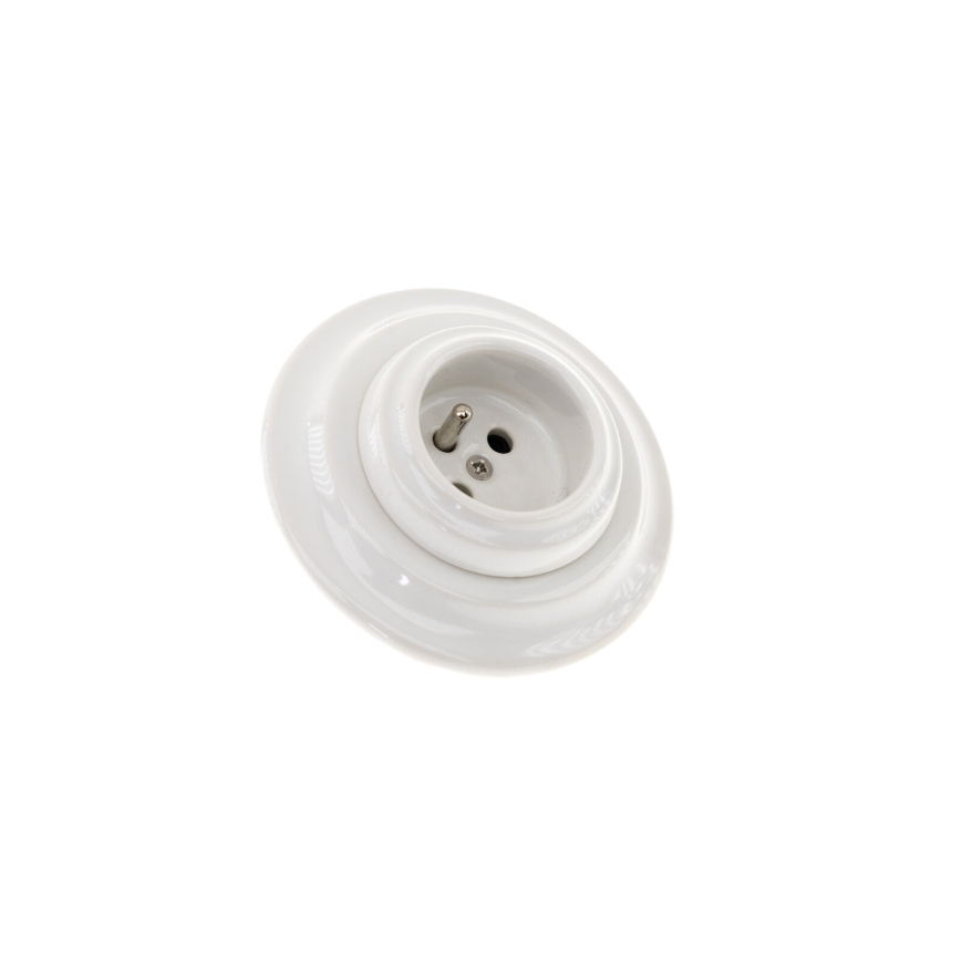 Reblig - Prise murale rétro en porcelaine pour usage domestique avec cadre 250V/16A blanche
