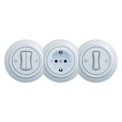 Reblig - Prise murale rétro sans cadre SCHUKO 230V/16A bleue