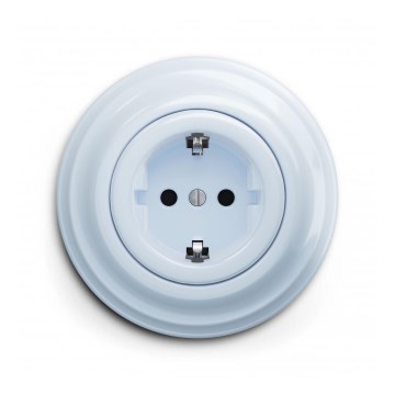 Reblig - Prise murale rétro SCHUKO 230 V/16 A avec cadre, bleue