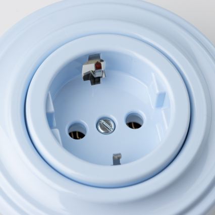 Reblig - Prise murale rétro SCHUKO 230 V/16 A avec cadre, bleue
