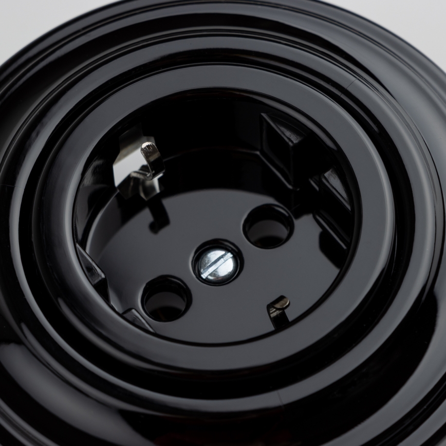 Reblig - prise murale rétro SCHUKO 230 V/16 A avec cadre noir