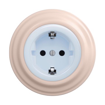 Reblig - Prise murale rétro SCHUKO 230V/16A avec cadre, bleu / vieux rose