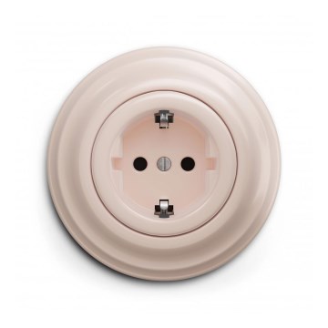 Reblig - Prise murale rétro SCHUKO 230V/16A avec cadre, vieux rose