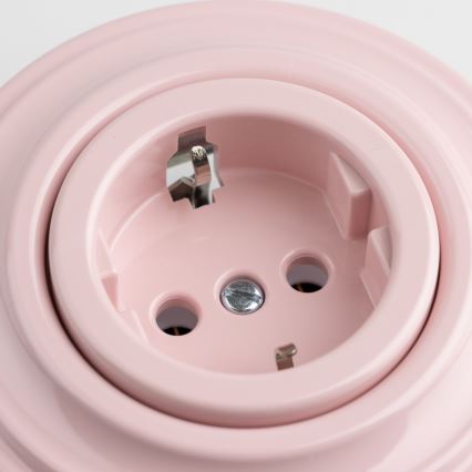 Reblig - Prise murale rétro SCHUKO 230V/16A avec cadre, vieux rose