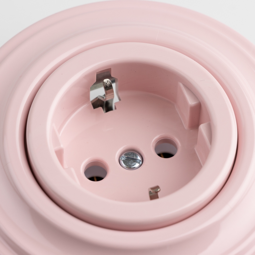 Reblig - Prise murale rétro SCHUKO 230V/16A avec cadre, vieux rose
