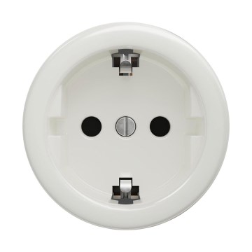 Reblig - Prise murale rétro SCHUKO 230V/16A sans cadre en céramique blanche