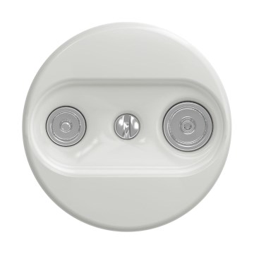 Reblig - Prise murale terminale TV+R rétro sans enjoliveur, céramique blanche