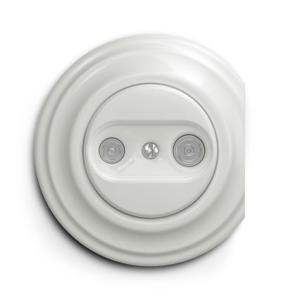 Reblig - Prise murale terminale TV+R rétro sans enjoliveur, céramique blanche