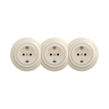 Reblig - Prise murale triple rétro avec cadre SCHUKO 230 V beige