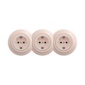 Reblig - Prise murale triple rétro avec cadre SCHUKO 230 V, coloris rose poudré
