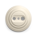 Reblig - Prise murale TV+R rétro passante avec enjoliveur, beige