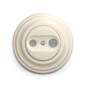 Reblig - Prise murale TV+R rétro passante avec enjoliveur, beige