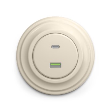 Reblig - Prise murale USB rétro A+C avec cadre beige