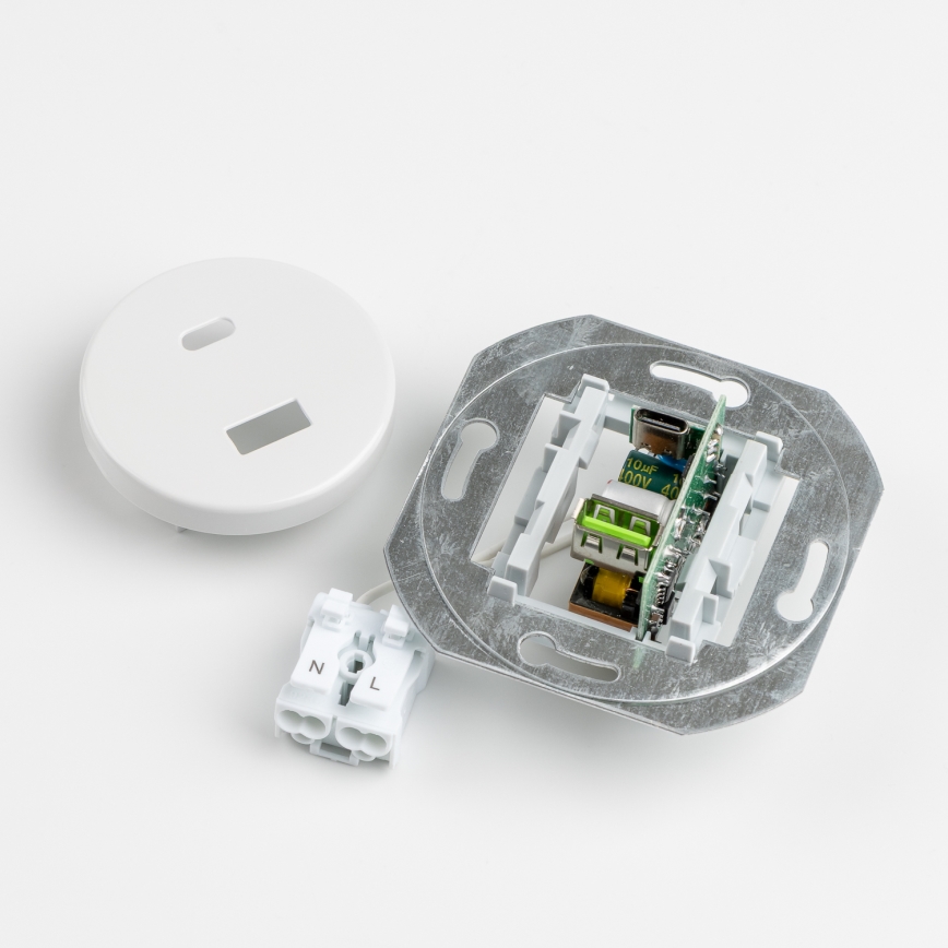 Reblig - Prise murale USB rétro A+C avec cadre en céramique, blanche