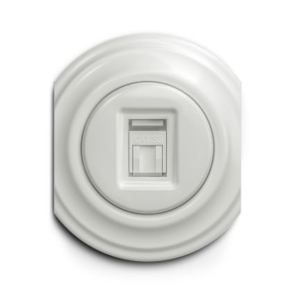 Reblig - Prise réseau rétro sans cadre en céramique blanche