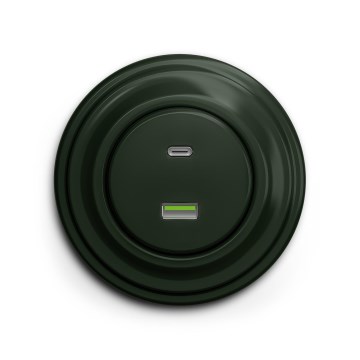 Reblig - Prise rétro USB-A + USB-C avec cadre vert