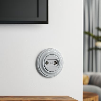 Reblig - Prise terminale TV+R rétro avec cadre gris