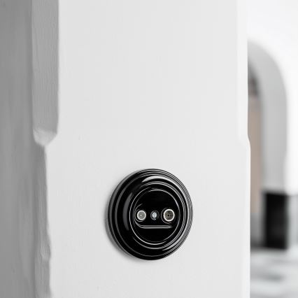 Reblig - Prise terminale TV+R rétro avec cadre, noire
