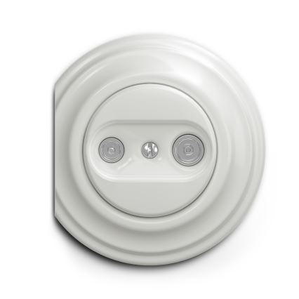 Reblig - Prise TV+R rétro passante sans cadre, en céramique blanche