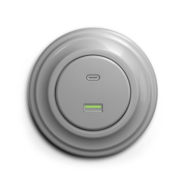 Reblig - Prise USB rétro A+C avec cadre gris