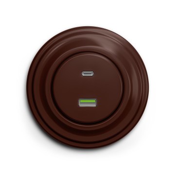 Reblig - Prise USB rétro A+C avec cadre marron