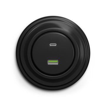 Reblig - Prise USB rétro A+C avec cadre noir