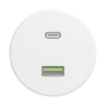 Reblig - Prise USB rétro A+C sans cadre, blanc neige