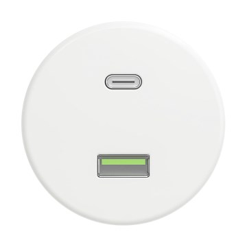 Reblig - Prise USB rétro A+C sans cadre, blanc neige