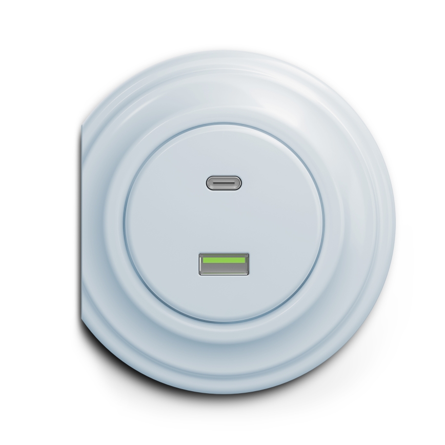 Reblig - Prise USB rétro A+C sans cadre bleue