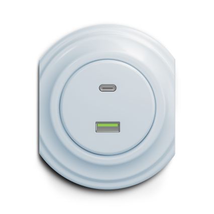 Reblig - Prise USB rétro A+C sans cadre bleue