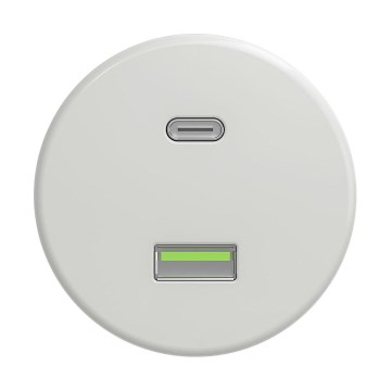 Reblig - Prise USB rétro A+C sans cadre en céramique blanche