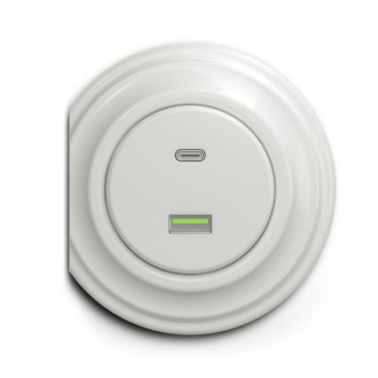 Reblig - Prise USB rétro A+C sans cadre en céramique blanche