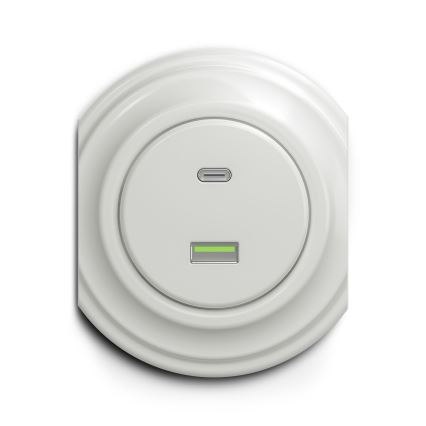 Reblig - Prise USB rétro A+C sans cadre en céramique blanche
