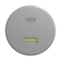 Reblig - Prise USB rétro A+C sans cadre, grise