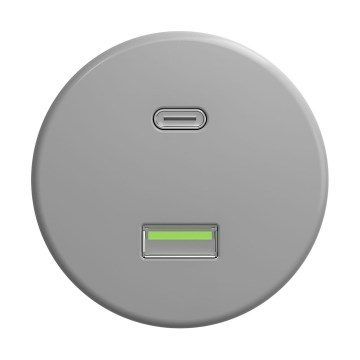 Reblig - Prise USB rétro A+C sans cadre, grise