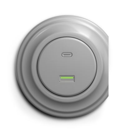 Reblig - Prise USB rétro A+C sans cadre, grise