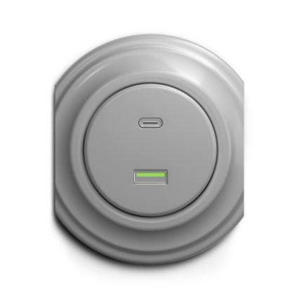 Reblig - Prise USB rétro A+C sans cadre, grise