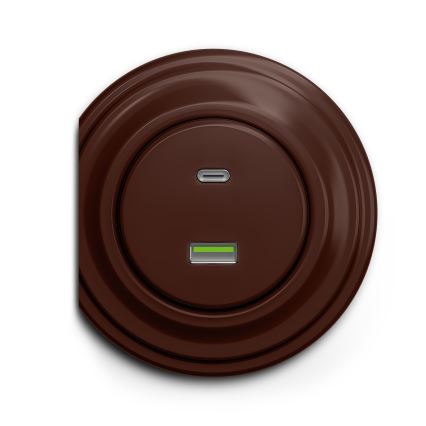Reblig - Prise USB rétro A+C sans cadre, marron