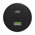 Reblig - Prise USB rétro A+C sans cadre, noire