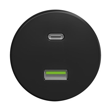 Reblig - Prise USB rétro A+C sans cadre, noire