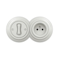 Reblig - Retro interrupteur unipolaire n° 1 et prise 230 V avec plaque en céramique blanche