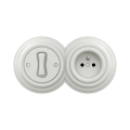 Reblig -Retro interrupteur unipolaire n°1 et prise 230 V avec cadre en céramique blanche