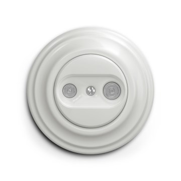 Reblig - Rétro prise coaxiale TV+R murale (liaison passante) avec cadre, blanc céramique