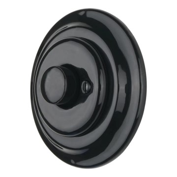 Reblig - Variateur rotatif rétro en porcelaine avec cadre 250V/10A noir
