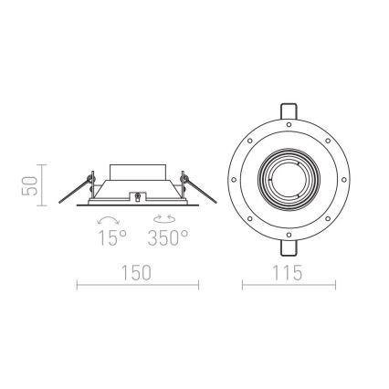 RED - Design Rendl - R12046 - Spot encastrable IPSO 1xGU10/50W/230V