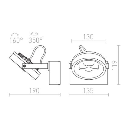 RED - Design Rendl - R12332 - Spot mural KELLY LED/12W/230V