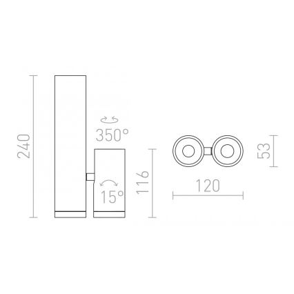 RED - Design Rendl - R12499 - Spot BOGARD 2xLED/5W/230V