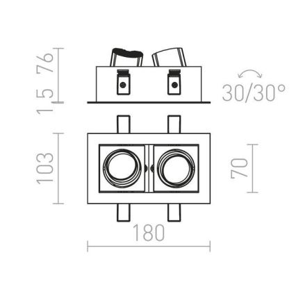 RED - Design Rendl - R12857 - Spot encastrable BONDY 2xLED/7W/230V