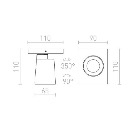 RED - Design Rendl - R12912 - Spot mural KENNY 1xGU10/35W/230V