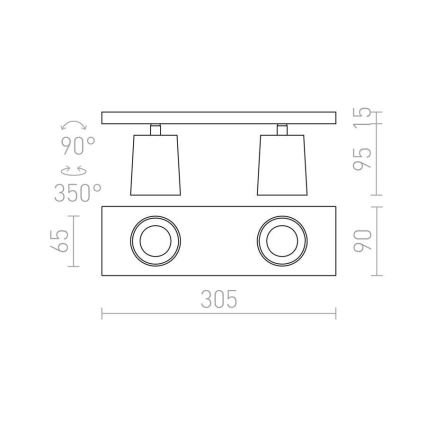 RED - Design Rendl - R12915 - Spot KENNY 2xGU10/35W/230V